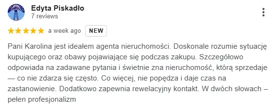 Opinia Google klienta 1