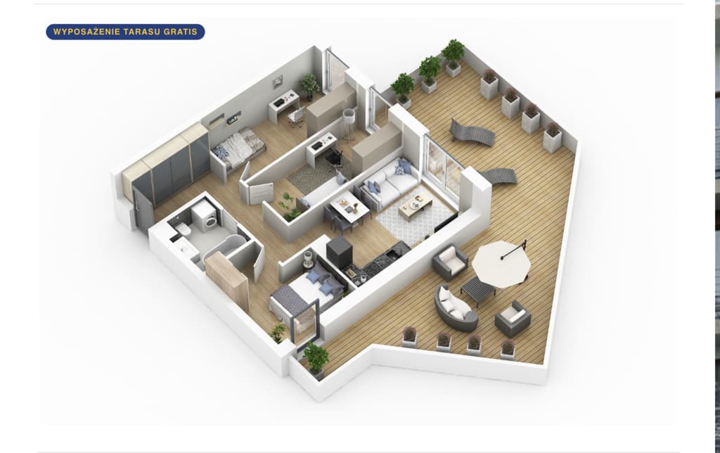 APARTAMENT 4 POKOJOWY Z TARASEM 58 m² - Staroniwa